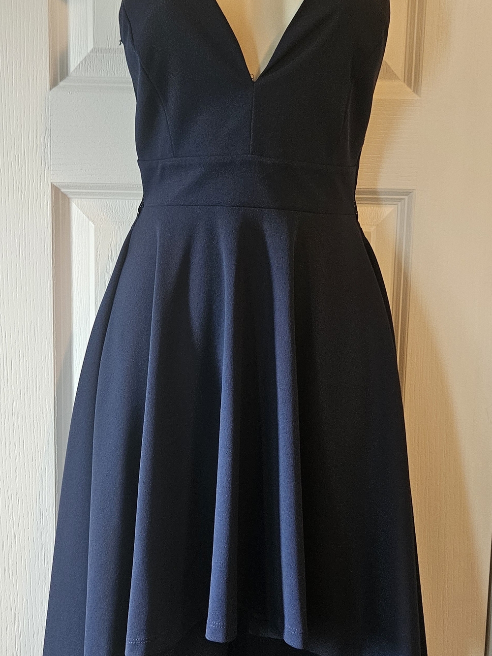 Windsor Navy Deep V Fit-and-Flare Cocktail Dress